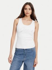 Guess Top W5YP00 KCXJ2 Biały Regular Fit. Białe topy Guess, xxl, z aplikacjami, z syntetyku, bez kołnierzyka, bez ramiączek. Za 179.99 zł.