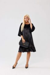 Welurowa sukienka Carina z falbankami - elegancja i kobiecy szyk PLUS SIZE XXL OVERSIZE JESIEŃ. Sukienki Moda Size Plus Iwanek, na imprezę, na jesień, plus size, bez wzorów, z dzianiny, eleganckie, bez kołnierzyka, plus size, bez ramiączek, mini, oversize. Za 289.90 zł.
