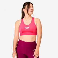 Stanik sportowy Decathlon edycja limitowana "Bougeons en rose". Czerwone bielizna sportowa DECATHLON, xl, bez wzorów, z elastanu. Za 69.99 zł.