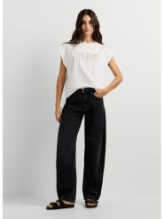 Pepe Jeans Koszulka "Carina" w kolorze białym rozmiar: L. Białe bluzki Pepe Jeans, l, bez wzorów, z bawełny, bez kołnierzyka, bez ramiączek. Za 91.99 zł.