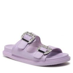 Klapki DeeZee. Fioletowe klapki DeeZee, bez wzorów, bez obcasa. Za 139.99 zł.