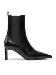 Armani Exchange Botki XDM016 XV790 00002 Czarny. Czarne botki Armani Exchange, bez wzorów, z materiału, bez obcasa, na słupku, bez zapięcia. Za 989.99 zł.