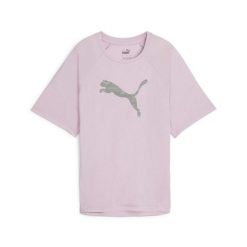 Damska koszulka z nadrukiem EVOSTRIPE PUMA Grape Mist Purple. Fioletowe bluzki Puma, m, bez wzorów, sportowe, bez kołnierzyka, bez ramiączek. Za 85.99 zł.