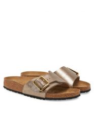 Birkenstock Klapki Catalina Cushion Buckle 1029416 Brązowy. Brązowe klapki Birkenstock, bez wzorów, ze skóry, bez obcasa. Za 419.99 zł.