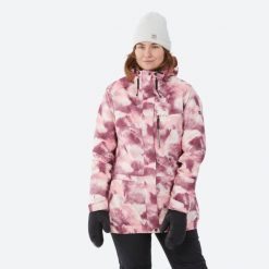 Kurtka snowboardowa damska Dreamscape SNB 100. Czerwone kurtki narciarskie DREAMSCAPE, l, bez wzorów, z materiału, bez kaptura, narciarskie. Za 299.99 zł.