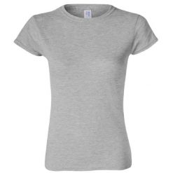 Koszulka Damska Krótki Rękaw Soft Style. Szare bluzki GILDAN, s, bez wzorów, sportowe, bez kołnierzyka, bez ramiączek. Za 28.99 zł.