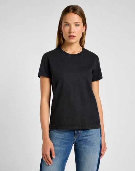 DAMSKA KOSZULKA LEE PERFECT TEE UNIONALL BLACK 112355164. Czarne bluzki Lee, xs, bez wzorów, bez kołnierzyka, bez ramiączek. Za 79.99 zł.