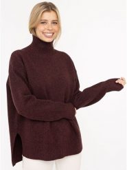 Zwillingsherz Sweter w kolorze bordowym rozmiar: M. Czerwone swetry Zwillingsherz, m, bez wzorów, ze splotem, bez ramiączek. Za 210.32 zł.