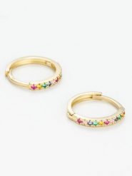 OR ÉCLAT Złote kolczyki-kreole "Créoles colored" z cyrkoniami rozmiar: onesize. Żółte kolczyki OR ÉCLAT, z cyrkonią, złote. Za 674.99 zł.