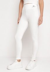 Białe Legginsy z Wysokim Stanem i Gumką w Pasie Bloelia. Białe legginsy Born2be, s, bez wzorów, z jeansu, z podwyższonym stanem. Za 29.99 zł.