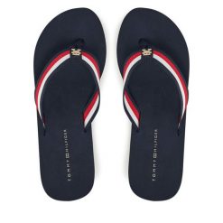 Japonki Tommy Hilfiger. Niebieskie klapki TOMMY HILFIGER, bez wzorów, bez obcasa. Za 159.99 zł.
