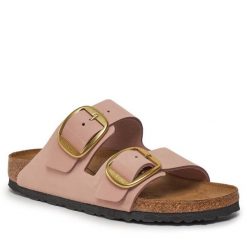 Klapki Birkenstock. Czerwone klapki Birkenstock, bez wzorów, bez obcasa. Za 629.99 zł.