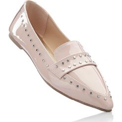 Buty wsuwane bonprix cielisty. Brązowe baleriny bonprix, bez wzorów, ze skóry, z okrągłym noskiem, bez obcasa. Za 37.99 zł.