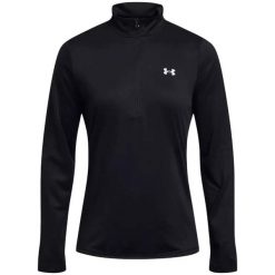 Bluza treningowa damska Under Armour Tech 1/2 Zip- Solid. Czarne bluzy Under Armour, bez wzorów, bez kaptura. Za 140.99 zł.