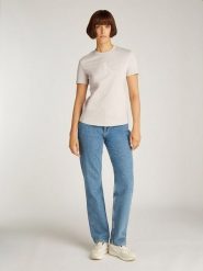 CALVIN KLEIN JEANS Koszulka w kolorze kremowym rozmiar: L. Brązowe bluzki Calvin Klein Jeans, l, bez wzorów, z bawełny, bez kołnierzyka, bez ramiączek. Za 100.99 zł.