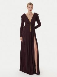 Elisabetta Franchi Sukienka wieczorowa AB-R40-57E2-V850 Bordowy Regular Fit. Czerwone sukienki Elisabetta Franchi, bez wzorów, z wiskozy, wizytowe, bez kołnierzyka, bez ramiączek. Za 3,659.00 zł.