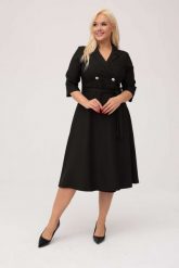 Elegancka czarna żakietowa sukienka Marietta XXL OVERSIZE JESIEŃ. Czarne sukienki Moda Size Plus Iwanek, do pracy, na jesień, l, bez wzorów, z elastanu, biznesowe, bez kołnierzyka, bez ramiączek, mini, oversize. Za 325.00 zł.