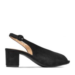 Sandały JENNY. Czarne sandały Jenny, bez wzorów, bez obcasa, na słupku, bez zapięcia. Za 99.99 zł.