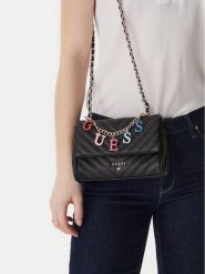 Guess Torebka J4YZ45 WFZL0 Czarny. Czarne listonoszki Guess, z aplikacjami, ze skóry, bez dodatków. Za 169.99 zł.