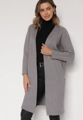 Szary Klasyczny Niezapinany Kardigan Elitusa. Szare kardigany Born2be, uniwersalny, bez wzorów, z jeansu. Za 119.99 zł.