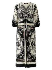 Miss Lagotte Sukienka w kolorze czarno-kremowym rozmiar: 36. Brązowe sukienki Miss Lagotte, bez wzorów, bez kołnierzyka, bez ramiączek, maxi. Za 173.99 zł.