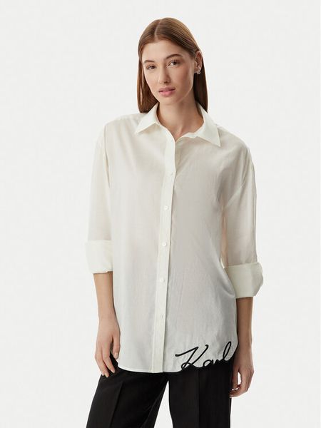 KARL LAGERFELD Koszula B2W46034 Kremowy Oversize. Białe koszule KARL LAGERFELD, s, bez wzorów, z bawełny, bez kołnierzyka, bez ramiączek. Za 399.99 zł.