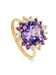 OR Carats Złoty pierścionek z kamieniami szlachetnymi rozmiar: 52. Różowe pierścionki OR Carats, z ametystem, złote. Za 1,227.06 zł.
