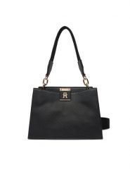 Tommy Hilfiger Torebka Th Her Med Satchel AW0AW17722 Czarny. Czarne torebki klasyczne TOMMY HILFIGER, bez wzorów, ze skóry, bez dodatków. Za 699.99 zł.
