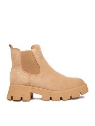 DeeZee Sztyblety Y8141-3 Beżowy. Brązowe botki DeeZee, bez wzorów, z materiału, bez obcasa, na płaskiej podeszwie, bez zapięcia. Za 199.99 zł.