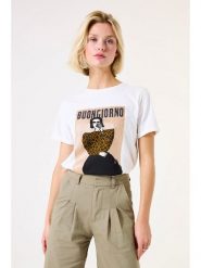 Garcia Koszulka w kolorze białym rozmiar: M. Białe bluzki Garcia, m, bez wzorów, z bawełny, bez kołnierzyka, bez ramiączek. Za 56.99 zł.