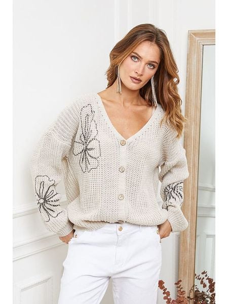 Joséfine Kardigan "Beegees" w kolorze beżowym rozmiar: M. Brązowe kardigany Joséfine, m, bez wzorów, ze splotem. Za 130.99 zł.