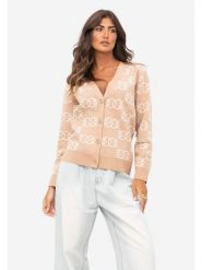 PINKO Kardigan CARDIGAN DONNA Beżowy Oversize. Brązowe kardigany Pinko, l, bez wzorów, z wiskozy. Za 1,212.30 zł.