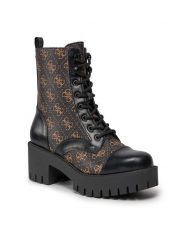 Guess Botki FL8WAP FAL10 Brązowy. Brązowe botki Guess, z aplikacjami, ze skóry, bez obcasa, na słupku, bez zapięcia. Za 849.99 zł.
