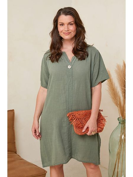 Curvy Lady Sukienka w kolorze khaki rozmiar: 40/42. Brązowe sukienki Curvy Lady, bez wzorów, klasyczne, bez kołnierzyka, bez ramiączek, midi. Za 105.88 zł.