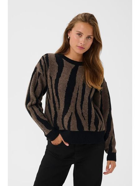 Kaffe Sweter w kolorze czarno-brązowym rozmiar: XS. Brązowe swetry Kaffe, xs, bez wzorów, z wełny, bez ramiączek. Za 161.73 zł.