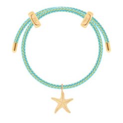 Bransoletka Liana w kolorze jasnoniebieskim ze złotą nitką z zawieszką Starfish. Niebieskie bransoletki Lilou, pozłacane. Za 268.00 zł.