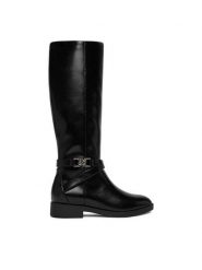 Nine West Kozaki CEO-NAJAT-01 Czarny. Czarne kozaki Nine West, z materiału, bez obcasa, na płaskiej podeszwie, bez zapięcia. Za 329.99 zł.