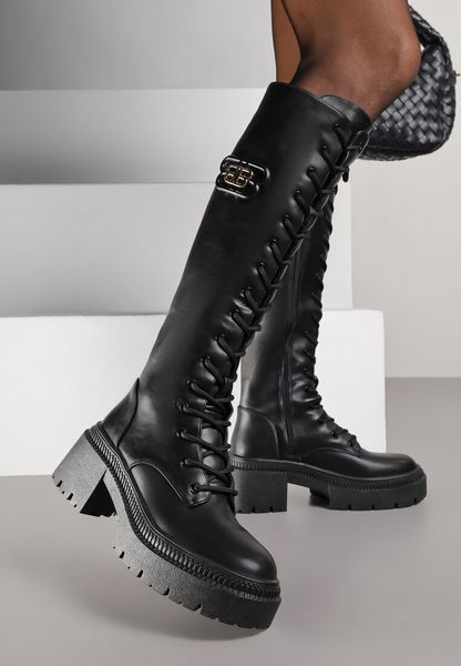 Czarne Sznurowane Kozaki Vices na Platformie w Stylu Grunge Lattime. Czarne kozaki Born2be, z jeansu, bez obcasa, na platformie, bez zapięcia. Za 179.99 zł.