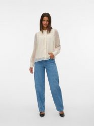 Vero Moda Bluzka w kolorze kremowym rozmiar: L. Brązowe bluzki Vero Moda, l, bez wzorów, z koronki, bez kołnierzyka, bez ramiączek. Za 92.42 zł.