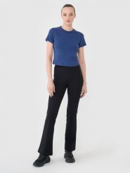 4F Legginsy z rozszerzanymi nogawkami damskie - czarne M. Czarne legginsy 4f, m, bez wzorów, z bawełny, z podwyższonym stanem, długie. W wyprzedaży za 59.99 zł.