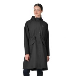 Długa kurtka przeciwdeszczowa dla kobiet do jazdy konnej Dublin. Czarne kurtki sportowe DUBLIN, bez wzorów, bez kaptura, do jazdy konnej. Za 633.00 zł.