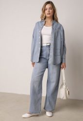 Niebieskie Jeansy z Bawełną o Kroju Balloon z Wysokim Stanem Palosa. Niebieskie jeansy Born2be, l, bez wzorów, z podwyższonym stanem. Za 109.99 zł.