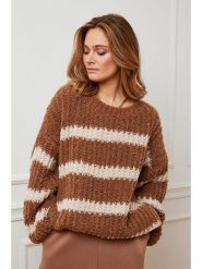 Plume Sweter "Andalou" w kolorze karmelowo-kremowym rozmiar: S. Brązowe swetry Plume, s, bez wzorów, z wełny, bez ramiączek. Za 187.52 zł.