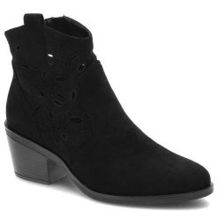 Czarne Botki S.Barski Modne Kowbojki Damskie. Czarne botki S.BARSKI, w ażurowe wzory, ze skóry ekologicznej, bez obcasa, bez zapięcia. Za 159.00 zł.