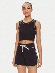 Tommy Hilfiger Top UW0UW05232 Granatowy Slim Fit. Niebieskie topy TOMMY HILFIGER, l, bez wzorów, z bawełny, bez kołnierzyka, bez ramiączek. Za 99.99 zł.
