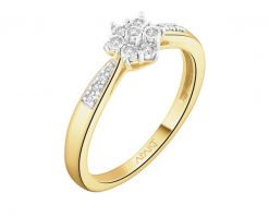 Pierścionek z żółtego i białego złota z diamentami - 0,05 ct - próba 375. Białe pierścionki Apart, z diamentem, złote. Za 2,559.00 zł.