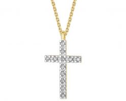 Naszyjnik z żółtego złota z diamentami - krzyż - 0,03 ct - próba 585. Żółte naszyjniki Apart, z diamentem, złote. Za 2,090.00 zł.