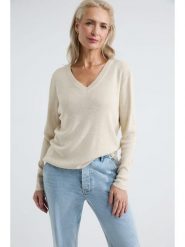 Josephine & Co Sweter "Astrid" w kolorze kremowym rozmiar: M. Brązowe swetry Josephine & Co, m, bez wzorów, prążkowane, bez ramiączek. Za 108.99 zł.
