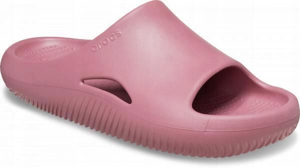 Klapki Dla Dorosłych Crocs Mellow Recovery Slide. Czerwone klapki Crocs, bez wzorów, z materiału, bez obcasa. Za 139.99 zł.