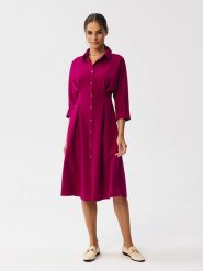 Stylove Sukienka w kolorze różowym rozmiar: XL. Różowe sukienki Stylove, xl, bez wzorów, bez kołnierzyka, bez ramiączek, midi. Za 290.95 zł.